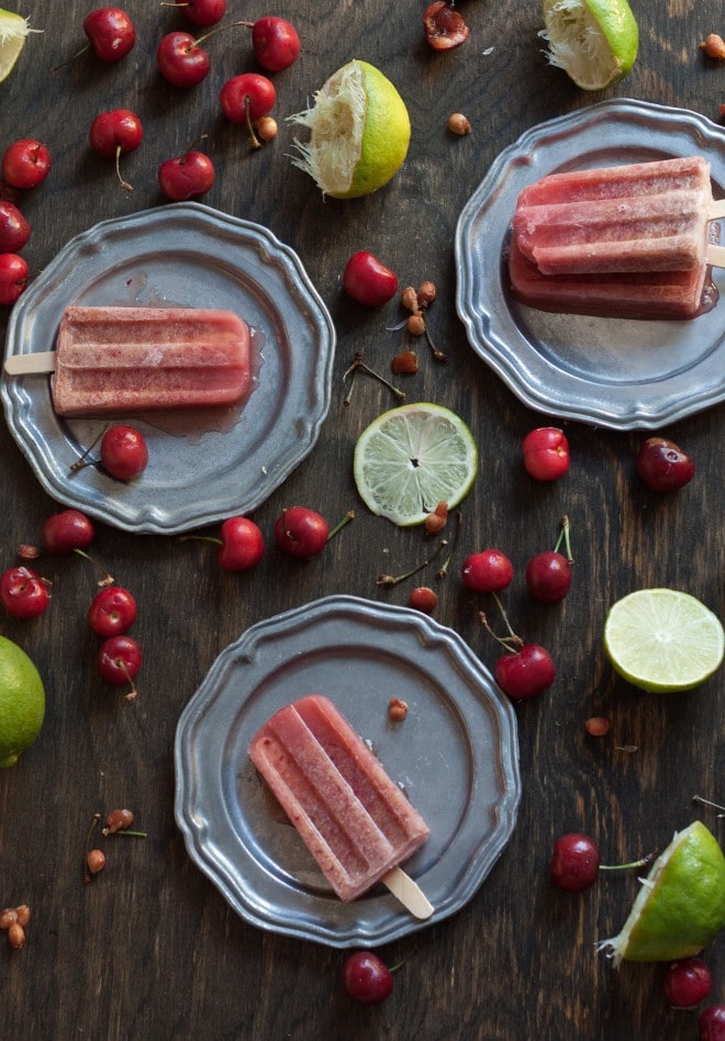 Cherry Lime Popsicles with Honey | Sweet-Remedy.com
