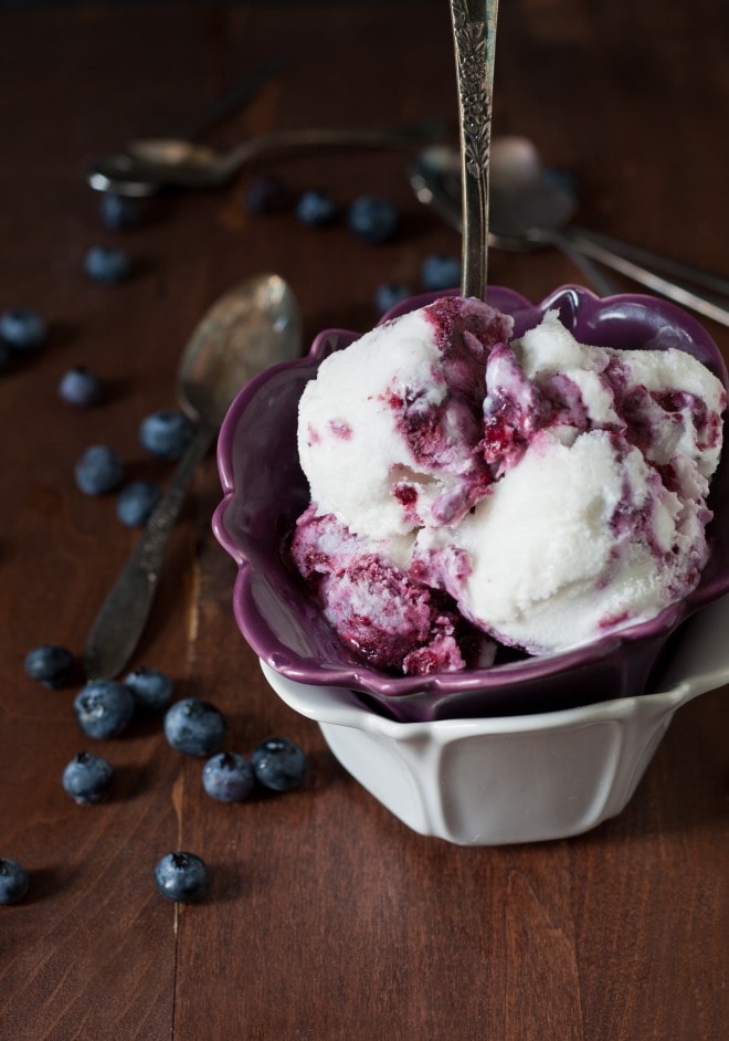 Blueberry Goat Cheese Coconut Ice Cream | Sweet-Remedy.com #FrozenTreatWeek 