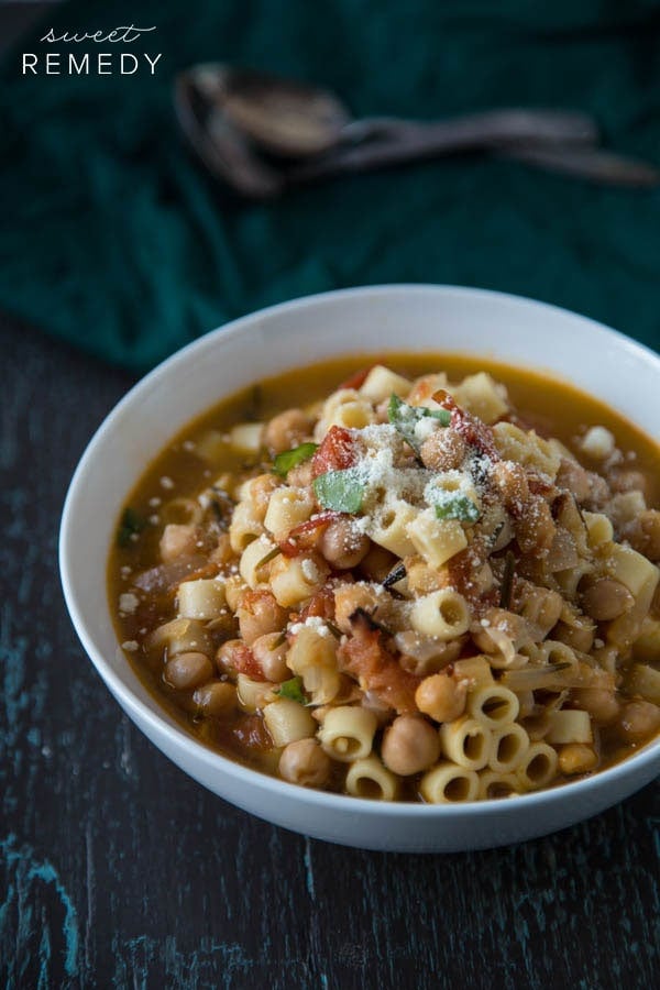 Pasta with Chickpeas (Pasta E Ceci) Cook The Cover #1 | Sweet-Remedy.com