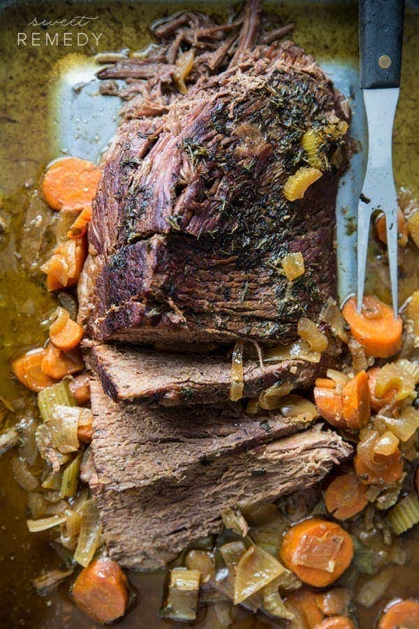 Slow Cooker Pot Roast with Garden Vegetables | Sweet-Remedy.com #quickrecipe #slowcooker #crockpot #recipe