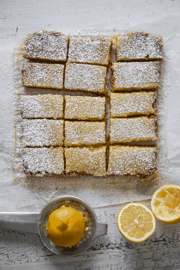 Lemon Bars with Brown Sugar Crust | Sweet-Remedy.com #lemons #recipe #dessert #lemonbars #gif