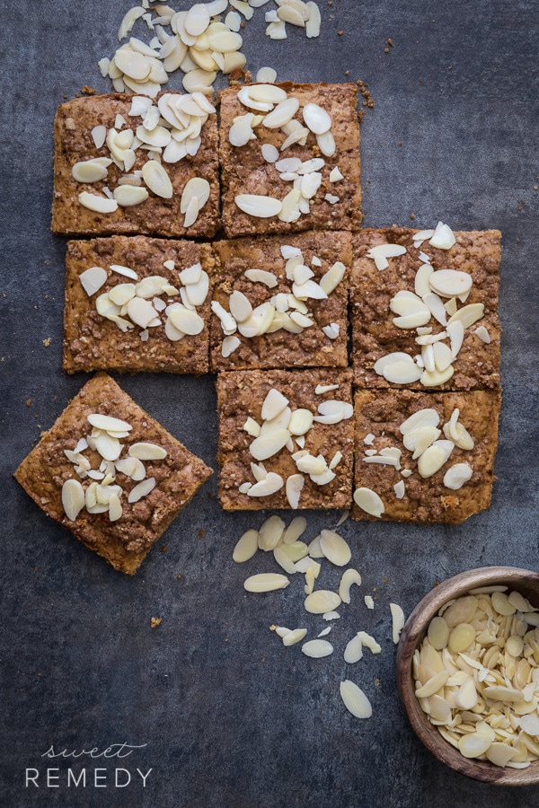 Almond Coffee Cake: A great tasting dessert filled with whole grains and healthy nuts!