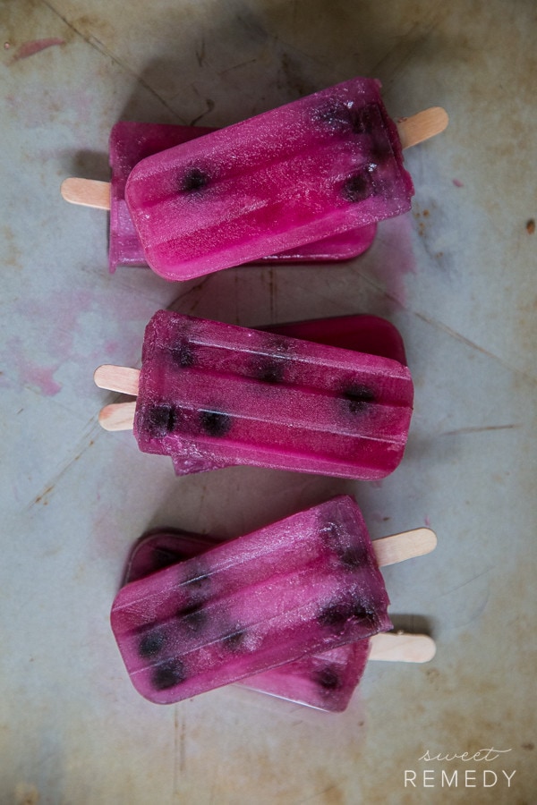 Blueberry Lemonade Sage Popsicles