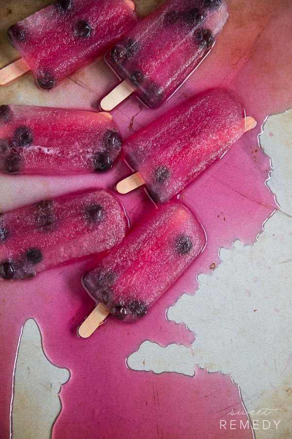 Blueberry Lemonade Sage Popsicles