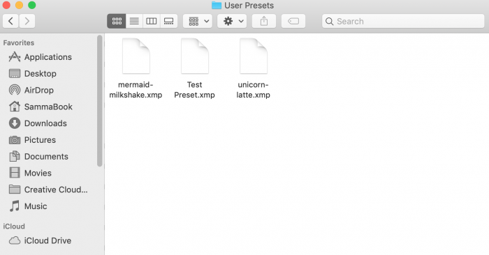 user preset folder on a macintosh computer