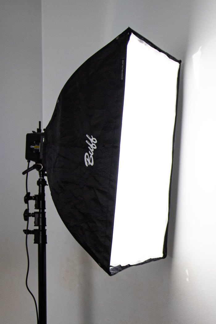softbox with light turned on