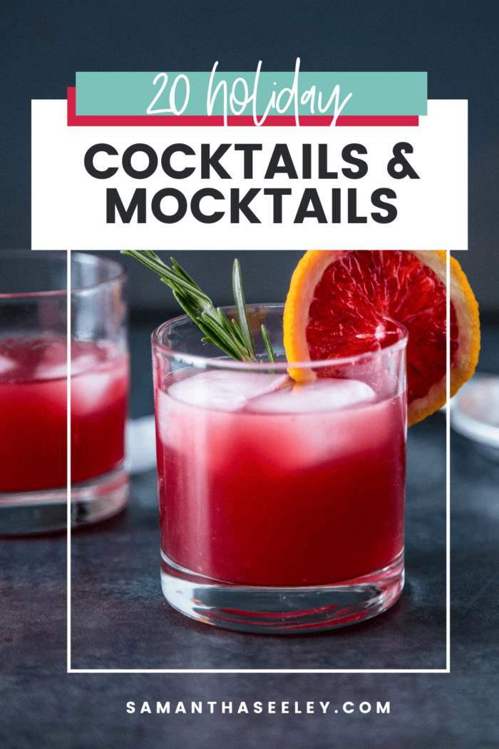 pink cocktail with blood orange and rosemary as garnish